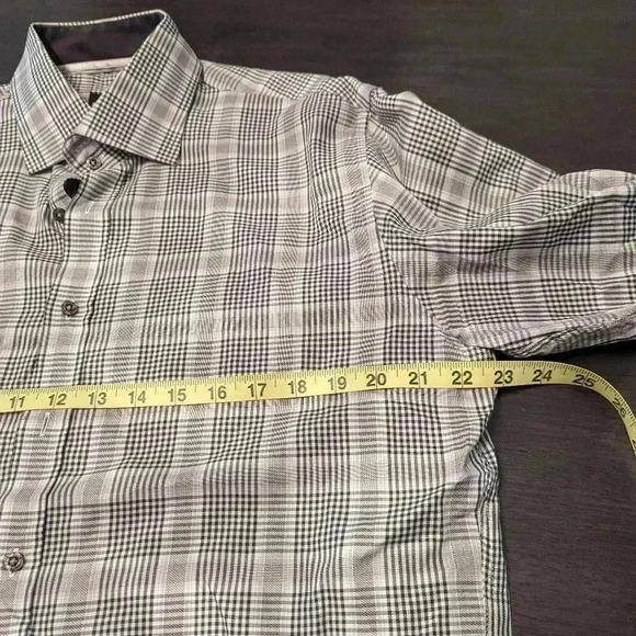 Men's Pure Brown & Blue Dress Shirt Button Down - size L excellent condition - Picture 2 of 3